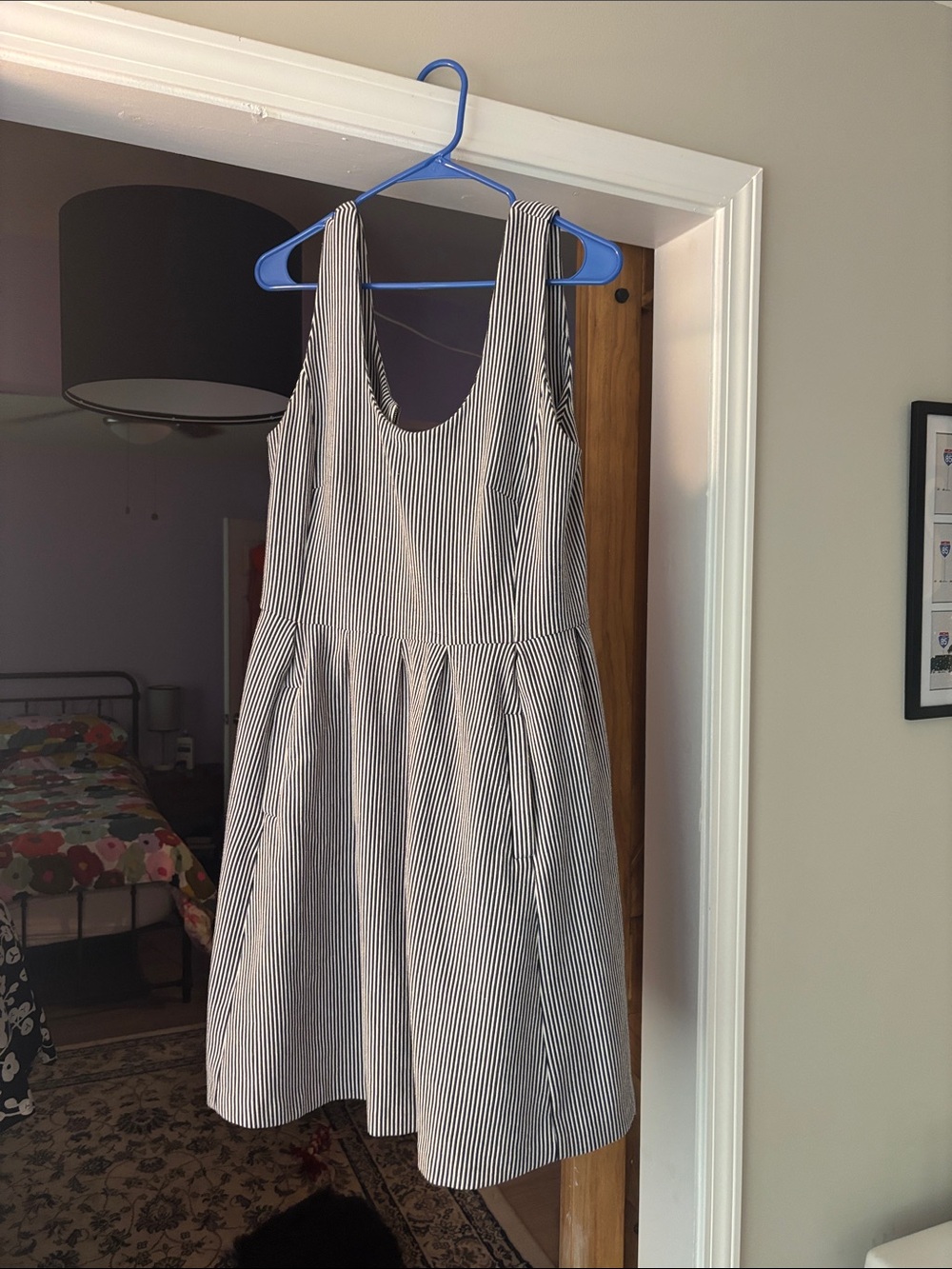 Banana Republic Black and White Striped Midi Dress